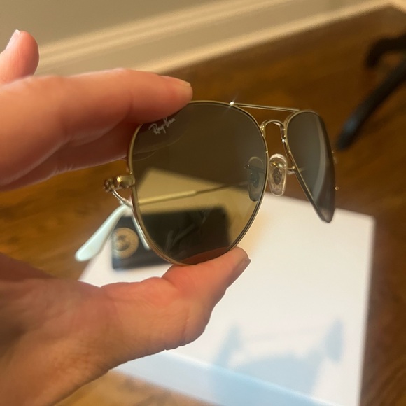 Ray-ban RB3025 55mm Large Metal Aviator Glasses Brown Gold White with Case - Picture 4 of 13